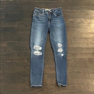 Levi's Dark Blue Distressed Skinny Jeans